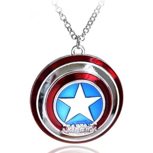Superhero Captain America Cosplay Accessories Steve Rogers Round Shield Pendant Keychain jewelry Necklace Key Ring Kids Toy Gift