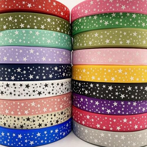 5yards 15--38mm Grosgrain Satin Ribbons Printed Star for Wedding Christmas Party Decorations DIY Bow Craft Ribbons Supplies