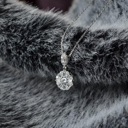 Baget Swarovski Taşlı Rodyum Kaplama Aşk Gümüş Kolye