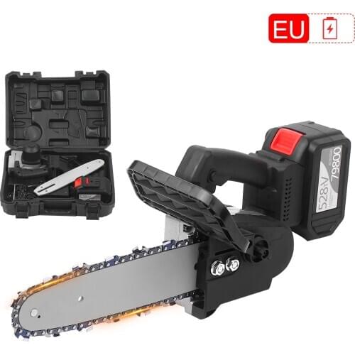 21V Brushless Cordless Chain Saw 2 Pack 6-Ah Battery Fast Charger Included Auto-Tension 12-Inch Powerful Chainsaw Kit Felling