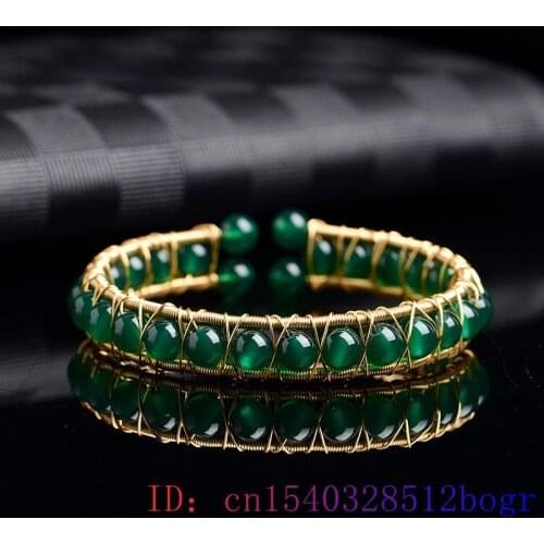 Green Jade Beads Bracelet Women Natural Jewelry 925 Silver Crystal Amulet Fashion Chalcedony Zircon Charm Gemstone Gifts