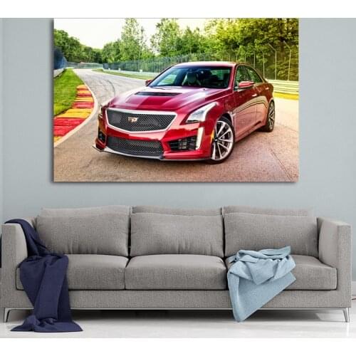 Cadillacs CTS-V Car Luxury Car Red Car Vehicle Canvas Paintings Posters Wall Art Prints for Living Room Decor
