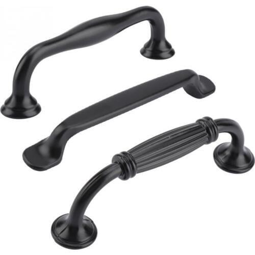 Black Door Handle Antique Rustic Style Aluminum Alloy Cabinet Door Handle Gate Pull With Screws for Home Door Hardware