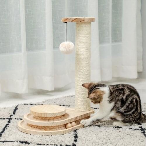 Fast Delivery Cat Toy Wooden Activity Centre Sisal Scratching Posts Cat Interactive Toys Kitten Exercise Frame