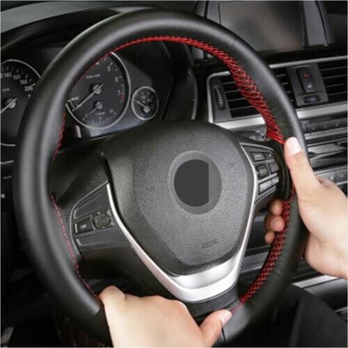 Diameter 38cm DIY Car Steering Wheel Cover Super Anti-wear Artificial Leather Braid With Needle and Thread Internal