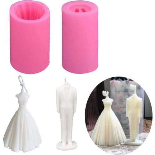 DIY 3D Silicone Candle Mold Wedding Candle Making Mould Bride Bridegroom Soap Mold Making Aromatherapy Candle Mould Home Decor