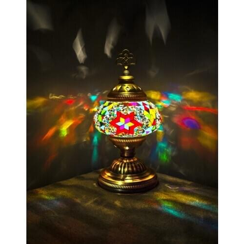 Handmade Turkish Moroccan Mosaic Authentic Vintage Art Deco Table Bedside Lamp, 11 Colors