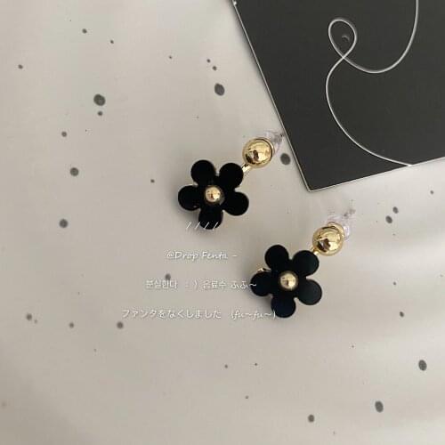 European and American Elegant Black Flower Earrings For Woman Fashion Korean Jewelry Christmas Party Girls Unusual Earrings