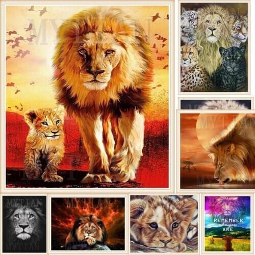 Ew Full Square/Round Drill 5D DIY Diamond Painting Lion tiger animal Embroidery Cross Stitch 5D Home art Decor Gift
