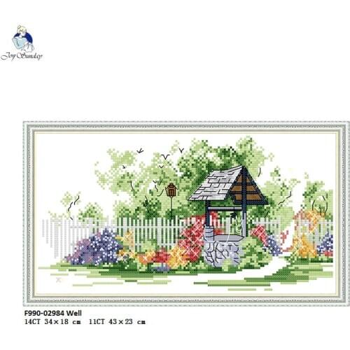 Joy Sunday the Well Counted Print On Canvas DMC 14CT 11CT Cross Stitch kit Embroidery Needlework DIY Hand Made Crafts Home Decor