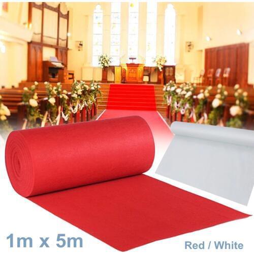5x1m Aisle Carpet Rugs Genuine Red Carpet Polyester Ceremony Parties Wedding Accessories Aisle Runner Floor Mat Red White