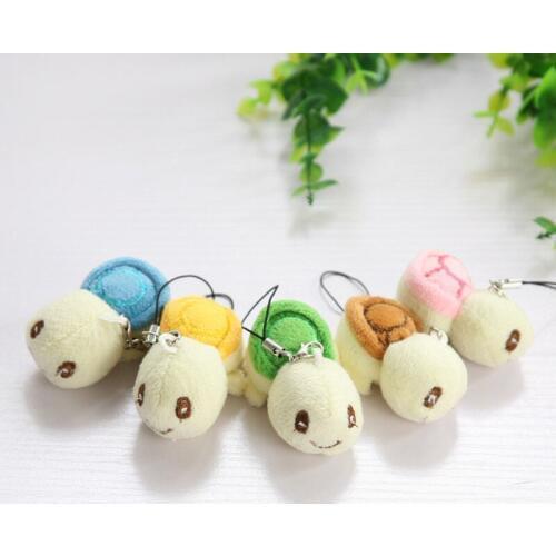 4cm Small Toys 4colors Tortoise Plush Stuffed Toy Doll String Toy Key Chain Doll Stuffed Wedding Bouquet Doll Toy G0226