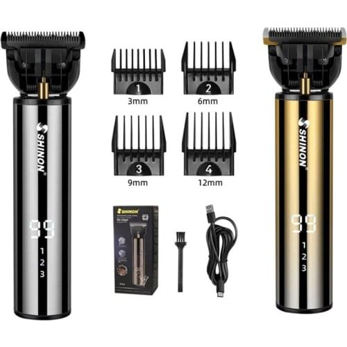 Washable hair trimmer USB rechargeable hair clipper oil head clipper white hair carving haircut machine LCD display low noise