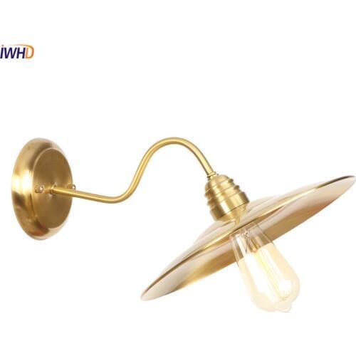IWHD American Retro Loft Wall Lamp Nordic Copper LED Wandlamp Vintage RH Bathroom Light Bedside Room Applique Murale Luminaire