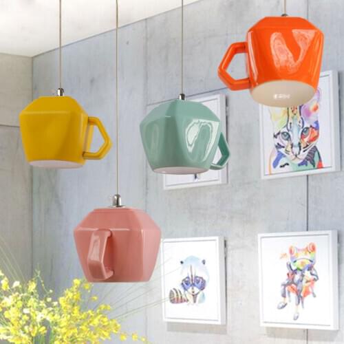 Nordic Cup Ceramic Living Room Pendant Light Modern Home Deco Bedroom Kitchen Hanging Lamps Aisle Dinning Room Light Fixture