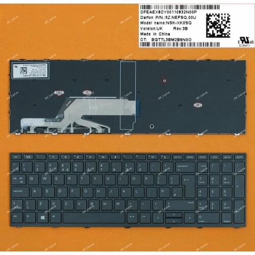 New UK QWERTY Keyboard For HP Probook 450 G5 455 G5 470 G5 Laptop, Black Frame Black, No Backlit