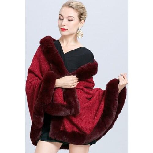 New arrival fashion winter womens temperamental comfortable shawl warm thick soft cute red vintage elegant holiday poncho