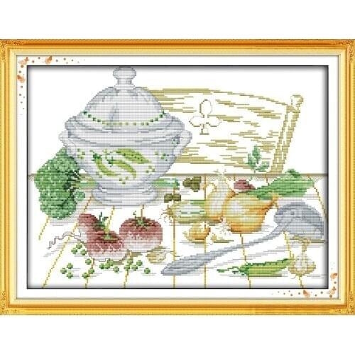 Vegetables DIY Home Decor Cross Stitch Kits Printed Canvas DMC Counted printed Cross-stitch set Embroidery Needlework Kit