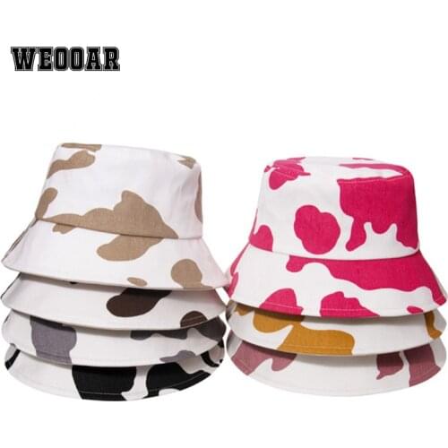 WEOOAR Cow Print Men Womens Summer Panama Hats Children 2021 Fashion Fisherman Hat Hip Hop Caps Female Sun Bob Bucket Hat MZ168