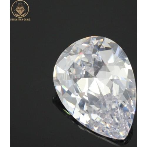 Lucky Star Gems 50pcs White CZ Cubic Zirconia Beads in Pear Shape 2x3mm to 14x22mm Lab Created Gemstones for DIY Jewelry Making