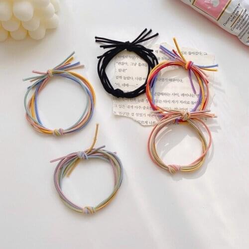 Simple basic knotted hair rope small fresh color contrast hair ring high elasticity tie hair sweet head rope rubber band