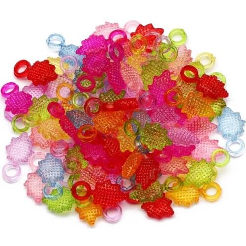 30pcs/lot Colorful Mix 20x11m Transparent Leaf Acrylic Loose Spacer Beads For DIY Jewelry Making Bracelet Necklace Accessories