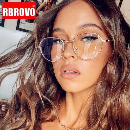 RBROVO Transparent Anti-blue Light Glasses Frame Female Classic Brand Metal Frame Oval Glasses Female Metal Frame Glasses Oculos