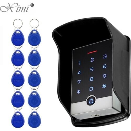 RFID Metal Access Control EM Card Reader Keypad with 10 EM4100 keyfobs waterproof protecter cover For Door Access Control System