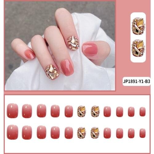 Christmas Graffiti False Nail With Glue Cute Flower Nail Tips Press On Nail 3D Bow Fake Nail Full Cover Tips Nail Art Decoration