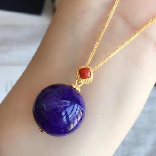 Russia Natural Purple Charoite Sphere Ball Sphere Pendant 20mm Round Beads Men Woman Necklace Pendant Jewelry AAAAAA