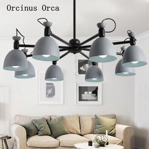 Northern Europe post modern simple color Iron Art Chandelier living room dining room bedroom creative personality led Chandelier