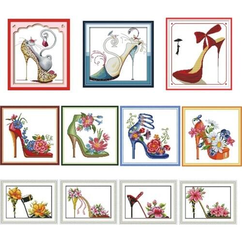 Joy Sunday Stylish high heels cross stitch kits Hot in Europe and America Chinese embroidery needlework set Decoration for home