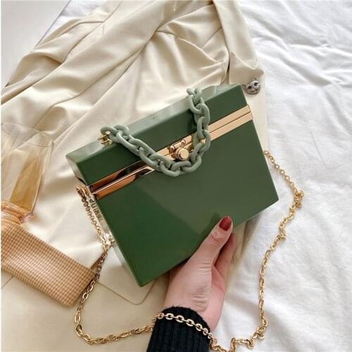 Summer Fashion Candy Color Acrylic Box Bags for Women Designer Chain Crossbody Bags Luxury Evening Clutch Purse 2021 New