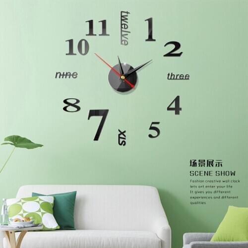 DIY 3D Mirror Acrylic Quartz Clocks Mute Adhesive Wall Clock Sticker Removable Wall Clocks For Bedroom Living Room