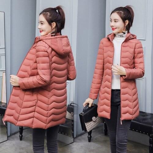 Jacket Women 2019 Winter Clothes Women New Hooded Solid Color Fashion Long Coat Zipper Asian Wind Veste Femme Vestidos YLLX1823