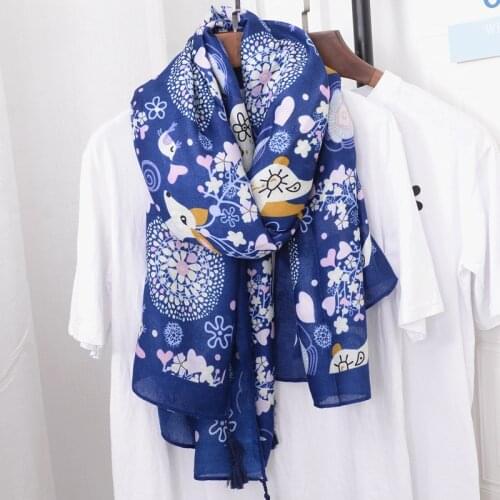 2020 Women Autumn Lovely Animal Elk Deer Pattern Viscose Shawl Scarf High Quality Print Wrap Pashmina Snood Bufanda Muslim Hijab