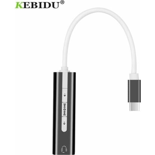 KEBIDU Sound Card USB C to 3.5mm Jack Audio Microphone Headphone Adapter for Macbook PC Laptop External USB Sound Card