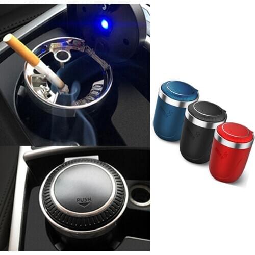 1 Pcs Multi-Purpose Auto Ashtray Push Type Car Ashtray with LED Lighting for Automobiles Interior Soot Storage Accessories