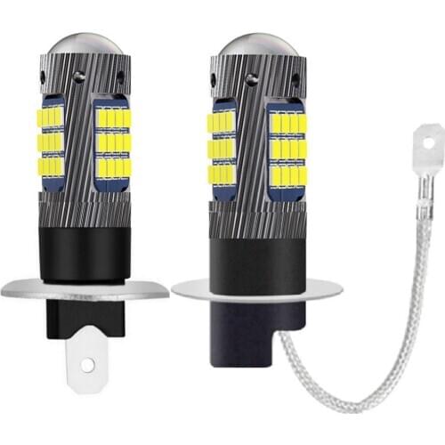 2PCS H1 H3 High Quality Led Car Front Fog Lamps H27W Anti Fog Bulbs Auto Driving Running Light Foglamps 6000K Super White 12V