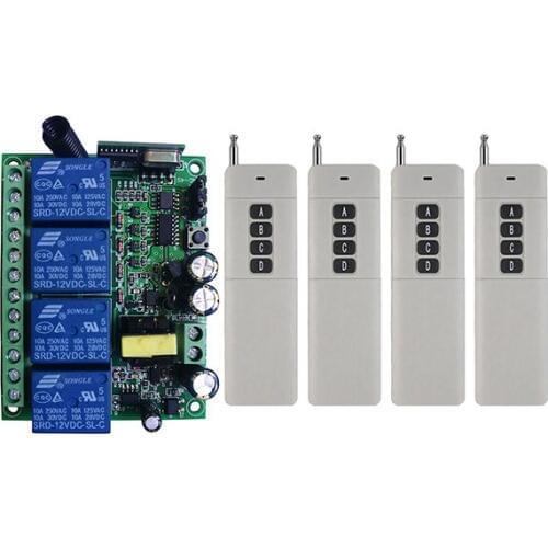 3000m Wide Range High Power 10A Relay AC110V 220V 230V 4 CH 4CH Wireless RF Remote Control Switch Transmitter& Receiver shutters