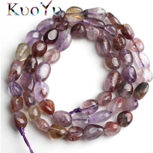 6-8mm Natural Irregular Purple Ghost Quartz Beads Smooth Loose Stone Spacer Beads For Jewelry Making DIY Bracelet 15'Strand