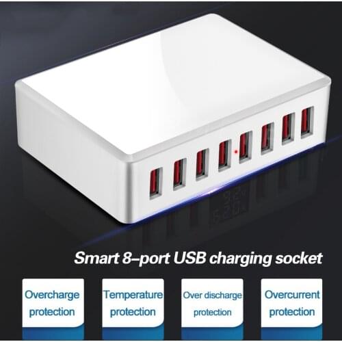 8 Ports USB Charger 40W Portable USB Desktop Smart Charging Station for iPhone 11 Samsung Xiaomi Multi USB Travel Power Adapter