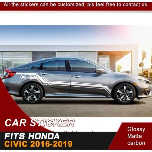 Car Stickers Side Body Line Racing Stripe Graphic Vinyl Modified Decoration Car Decals Fit For HONDA CIVIC 2016 2017 2018 2019