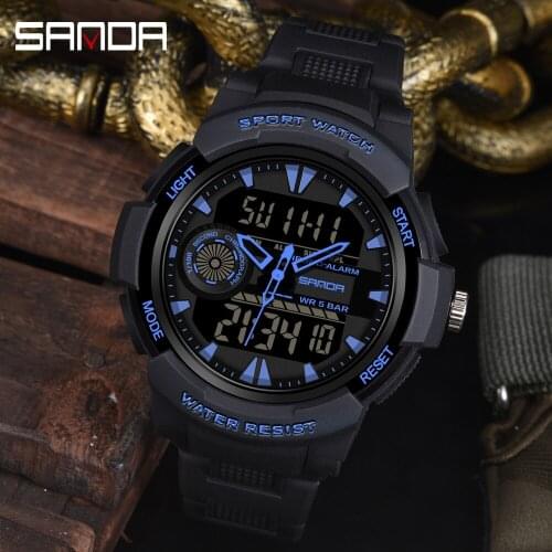 SANDA Outdoor Sport Watch Men LED Digital Quartz Wrist Watches Mens Top Brand Luxury Digital-watch Chronograph Montre Homme
