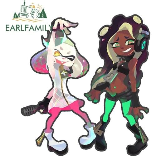 EARLFAMILY 13cm x 11.3cm for Splatoon Cartoon Decal Sunscreen Car Sticker Motorcycle Windshield Scratch-Proof Car Door Protector