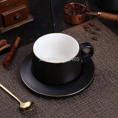 European Style Glazed Ceramic Coffee Cup and Saucer Simple Afternoon Tea Cup and Saucer Phnom Penh Restaurant Hotel Gift