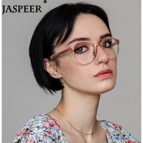 JASPEER Retro Round Glasses Frames Women Luxury Brand Designer Clear Lens Eye Glasses Ladies Eyewear Vintage Optical Frames