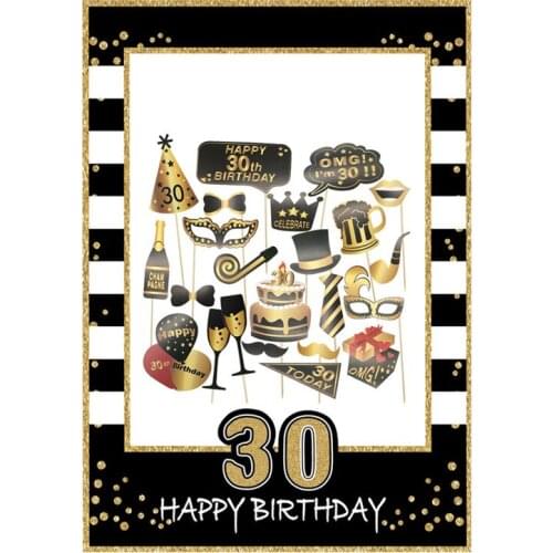 JQSYRISE 1Set Happy Birthday 30 40 50 60 Photo Booth Props Frame Adult Birthday Party 30th 40th 50th 60th Anniversary Supplies