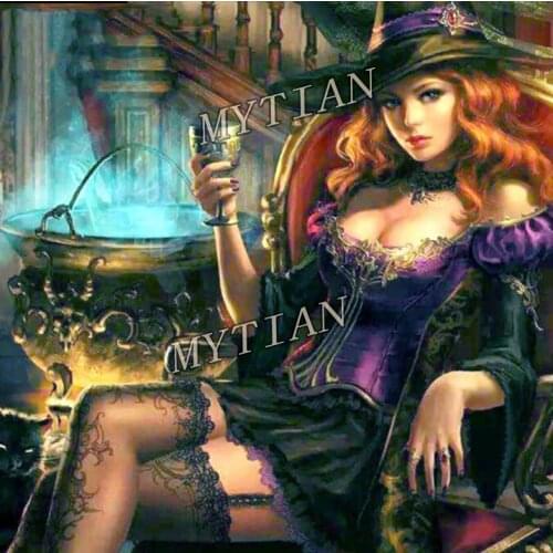 Full Square/round 5D DIY Diamond Painting Halloween Witch women diamond Embroidery Cross Stitch Mosaic room Decor special gift
