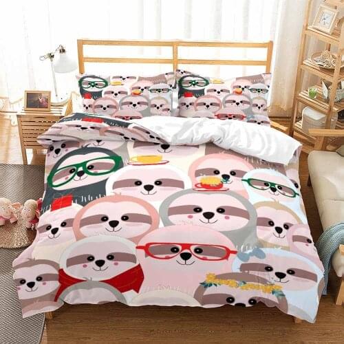 2/3 Pieces Cartoon Sloth Bedding Set 3D Print Lovely Animal Duvet Cover Home Textile Bed Quilt Cover Pillowcase (No Sheets)